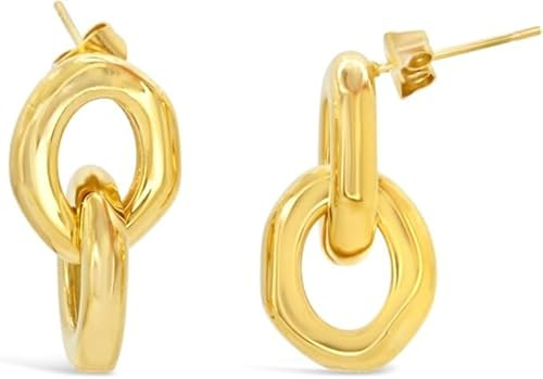 ARS-ARGENTI wunderschöne handgearbeitete Doppelring Ohrringe edel & anmutig 750 vergoldet 18K Schmuck Geschenk Damen Mädchen 22 mm nobel anmutig hochwertig hypoallergen