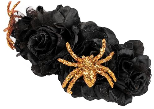 IHLOOTD Halloween Haarreif Damen Halloween Kostüm Haarschmuck Glitzer Spinne Rose Kopfschmuck für Erwachsene Kinder Halloween Party, Masquerade, Cosplay (C)