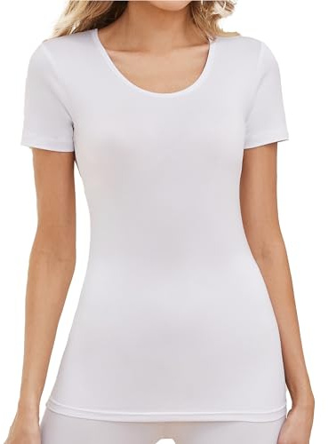The Essentials Wardrobe Ladies TEW Short Sleeve Thermal Top - White - 16-18