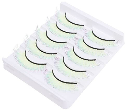minkissy 5 Paires Cils Fluorescents Faux Cils Duo Bricolage Mignons Femmes De Couleur Réutilisables Roses Aspect Naturel Des Filles Light Green Imitation