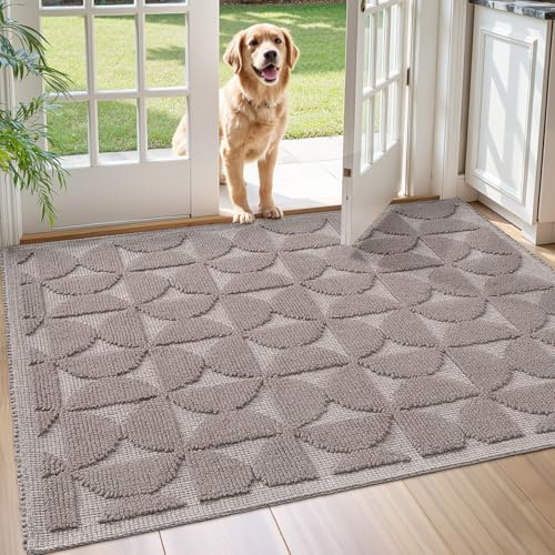COLOR&GEOMETRY Zerbino d'Ingresso 120x180cm, Sporco Zerbino Absorbentes, Tappeto Ingresso Interno ultrasottile, per Ingresso, Porta e Corridoio, Scala taupe