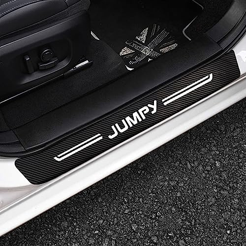KLHYWEN 4 Stück Auto Einstiegsleisten Schutz, für Citr-oen Jumpy Auto Kohlefaser Türschweller Schutz mit Logo Aufkleber Kantenschutz,White