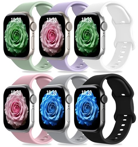 Coiwxmoi 6 Pezzi Cinturino Compatibile con Cinturini Apple Watch 40mm 41mm 38mm 42mm 44mm 45mm 46mm 49mm Donna Uomo, Sportivo Silicone Morbido per iWatch Se Ultra Series 11 10 9 8 7 6 5 4 3 2 1