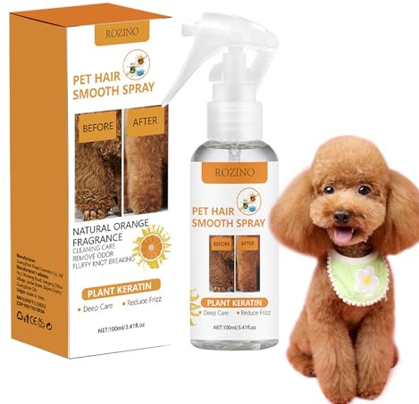 Pet Detangling Spray - Coat Softener, Leave-In Pet | 100ml Plant-Based Conditioner With Deodorizing Effect, Remover For Matted Hair, Curly Coats, Dry Skin, And Grooming Use