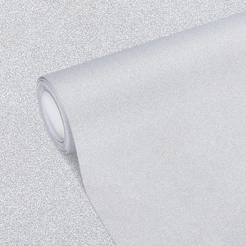 FINGERINSPIRE 5m Silver Glitter Vinyl Contact Paper 40cm Wide Glitter Wallpaper Stick and Peel Self Adhesive Removable Sparkle Walls Border Glittery Fabric Wall Paper Roll for Home Decor
