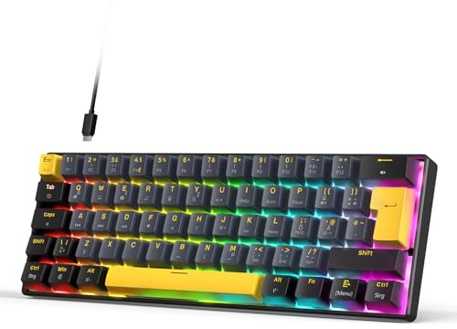 MAGIC-REFINER MK37 8000Hz Rapid Trigger-Tastatur, 0,04mm RT-Genauigkeit, QWERTZ Kabelgebundene RGB 60% Gaming-Tastatur mit Magnetic Switch, Einstellbare Betätigung, Snap Tap, für PC/Mac, Stern Schwarz