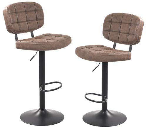 Acezozla Barhocker 2er Set HöHenverstellbar 360° Drehbarer Barhocker Mit Lehne Und FußStüTze Barstuhl Aus Kunstleder FüR KüCheninsel Hausbar Esszimmer
