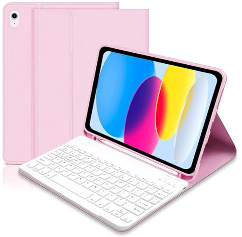 XOKUWU Case with Keyboard for iPad 11th Generation A16 11 inch 2025, Detachable Bluetooth Keyboard Case for ipad 10th Gen 2022, Slim Case with UK layout Keyboard for iPad 11/10 Gen, Pink