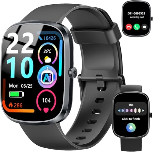 IA Montre Connectée Homme Femme avec ChatGPT, 1.91''Smartwatch avec Appel Bluetooth, Etanche IP68 Montre Sport Podometre Cardiofrequencemetre Sommeil, 120+Sportifs Montre Intelligente pour Android iOS