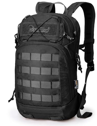 Mardingtop 15L Fahrradrucksack Herren Militär Rucksack Klein mit Helmnetz | MTB Rucksack mit Hydration System und MOLLE-System,Atmungsaktives Mesh-Rückenpanel,für Radtouren Wandern Laufen Ski