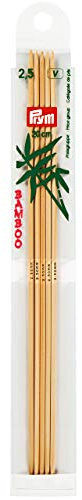 Prym Strumpfstricknadeln, 20 cm, 2,50 mm Strumpfstricknadel, Bambus, Natur, 2,5 mm