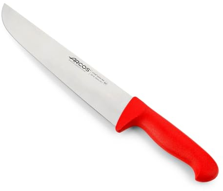 Arcos Serie 2900, Cuchillo Carnicero, Hoja de Acero Inoxidable Nitrum de 250 mm, Mango inyectado en Polipropileno Color Rojo