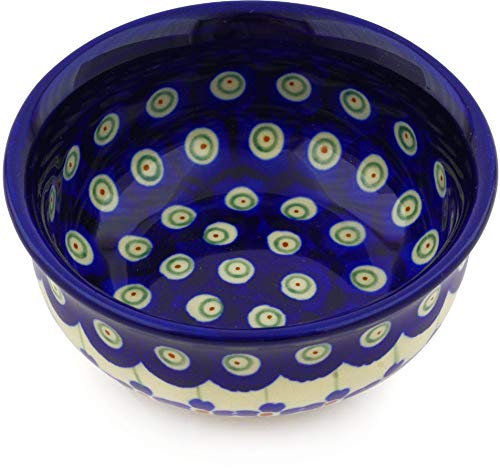 Polmedia Polish Pottery 4-inch Stoneware Bowl H9261E Hand Painted from Zaklady Ceramiczne in Boleslawiec Poland. Shape S777C(GU1384A) Pattern P1419A(166A)