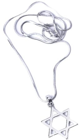 Star Pack Silber Davidstern Hexagram Israel Judaica 2,54 cm Anhänger mit Kette 40,64 cm Schlangenkette