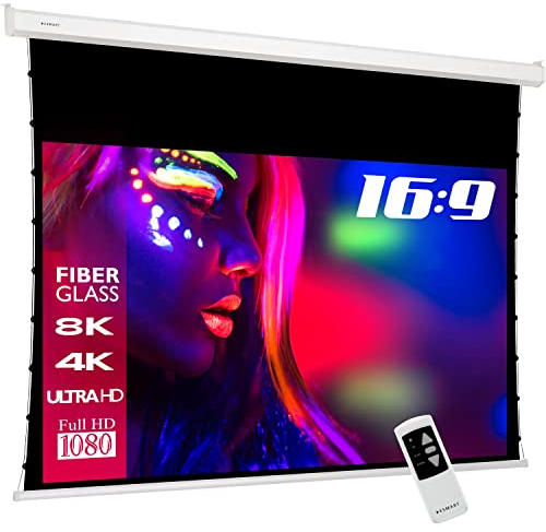 ESMART Professional TATENSO Tageslicht-Tension-Leinwand GRAU 258 cm Bild 221 x 125 cm (100) 16:9 | Programmierbare Fernbedienung | Heimkino elektrische Beamer Projektionsleinwand Leinwand LCD LED