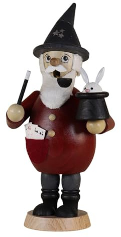 Kunsthandwerk Ullrich Räuchermann Zauberer mit Zylinder und Hase BxH 9x17,5cm NEU Räuchermännchen,Räuchermann,Räucherfigur,Raucher,Rauchmann,Räuchermännel,Smoker,Incense,Smokers,Rauchf