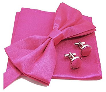 LABEL-CRAVATE Noeud-papillon rose-fuchsia, pochette-mouchoir & boutonnières couleur fushia