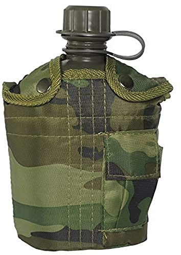 Mil-tec Woodland Camo Water Bottle With Cover
