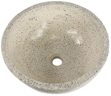 Oriental Galerie Terrazzo Waschbecken Handwaschbecken Steinbecken Gäste Bad ca. 40 cm Stein 18 cm hoch, Farbe:Hellgrau T8