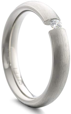 Heideman Ring Damen Paari Spannring aus Edelstahl silber farben matt oder poliert Damenring für Frauen mit Stein Zirkonia weiss im Brillantschliff Crystal Gr.63 hr7022-4-1-63