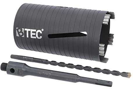 Premium Diamant Bohrkrone Beton Nutzlänge 180 mm, SDS-plus lang (200mm) Aufnahme und Zentrierbohrer 102 mm