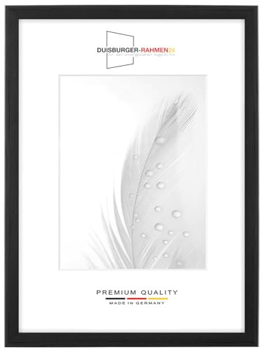Duisburger-Rahmen24 DR24 cadre photo 80x80 (Pin Noir) sur mesure, cadre en bois MDF de 35 mm de largeur incl. vitre en verre synthétique antireflet, paroi arrière stable, crochets et fixations
