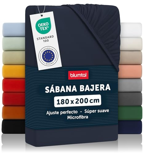 Blumtal® Spannbettlaken 180x200x30cm aus Microfaser - Oekotex zertifiziertes Bettlaken Spannbettlaken in Dark Ocean Blue - Blau