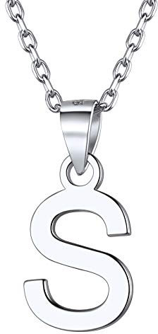 ChicSilver Silberkette mit Buchstabe S Anhänger Damen Halskette Namenskette für Paar Pärchen