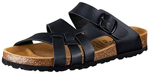 Lico Pantolette Bioline Flora Damen Hausschuh, Schwarz, 39 EU