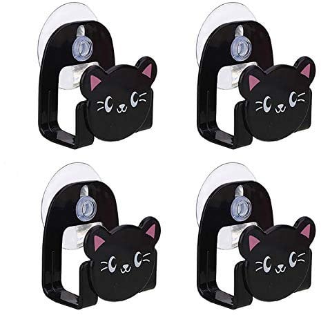Lot de 4 porte-éponges, support mural multifonction pour évier de cuisine et salle de bain, noir
