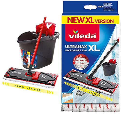 Vileda Ultramat XL Universal Komplettbox, Set & Ultramax Power Nachfüllpack für Waschbürsten, Größe XL