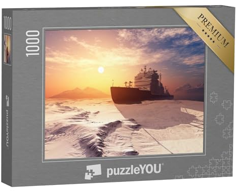 puzzleYOU: Puzzle 1000 Teile „3D Rendering: Eisbrecher auf dem EIS im Meer“ – aus der Puzzle-Kollektion Jahreszeiten, Himmel & Jahreszeiten