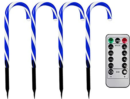 4Pcs Zuckerstangen Lichterketten, Festive LED Lichterketten Weihnachtsweg Marker Weihnachtsbeleuchtung Gartenleuchte Beleuchtete Zuckerstange Lichter für Garten Weihnachtsdekoration, Batteriebetrieben