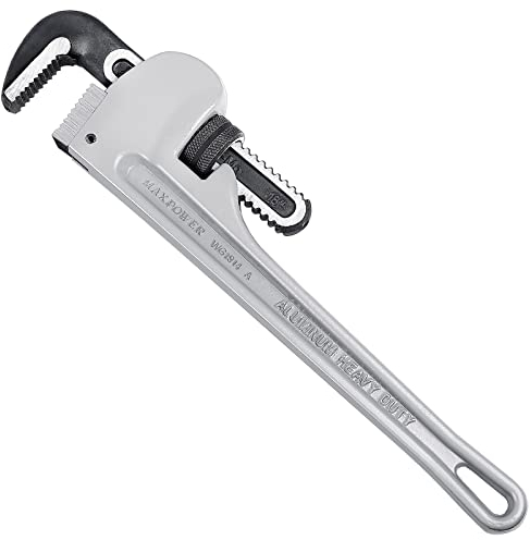 MAXPOWER Stillson Clé à tuyau en aluminium robuste 450 mm – Outil de plomberie Stillson avec ouverture de mâchoire maximale de 60 mm – Clé droite professionnelle pour plomberie et bricolage