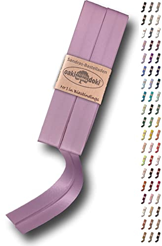 Sandras-Bastelladen Schrägband/Einfassband Satin gefalzt 2m x 20mm 106-Helles Flieder