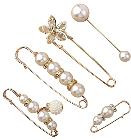 Pinces pour Châle,Broche en Perle Artificielle,Mode Broche de Perle Simulée,Épingle Cardigan Broche Chandail Châle Clip Collier Épingle Clip pour Femme Fille Vêtements Décoration