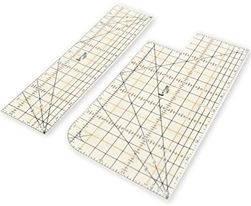 UPTTHOW 2PCS Heißer Saum Lineal Nähen Stoff Bügeln Werkzeug Naht Erlaubnis Presse mit Trocken oder Dampfeisen Hitzebeständige rutschfeste Handwerkszubehör für Kleidung Quilten und Falten INCH Set
