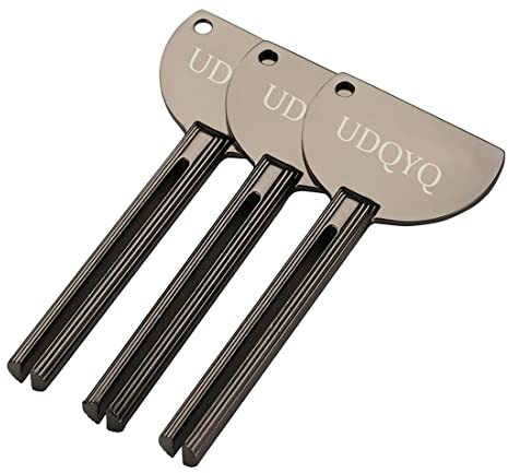 UDQYQ Lot de 3 presse-tubes en acier inoxydable - Enrouleur de tube en métal - Économisez du dentifrice, des crèmes, de la peinture, de la pommade - Plus de désordre et de déchets - Noir