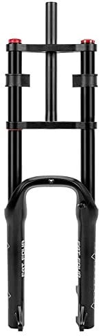 ZFF 20 Inch Bike Fat Fork 4.0 Tire Air Suspension Fork Double Shoulder 1-1/8 Disc Brake QR 135mm Travel 110mm Adjustable Rebound For Snow Beach XC MTB Bicycle 2880g (Color : Black, Size : 20)