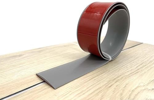 Übergangsleiste Selbstklebend, PVC Bodenleiste, Selbstklebende Boden und Tür-Übergangsstreifen, Ungelochte Abdeckleiste für Fliesen, Holz, Laminat (Grau, 4m X 4cm)