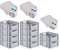 PROREGAL SuperSparSet 10x Eurobox NextGen Grip mit Scharnierdeckel und blauen Schiebeschnappverschlüssen, HxBxT 17x30x40cm, 16 L, Grau, Griffe offen, Eurobehälter, Transportbox