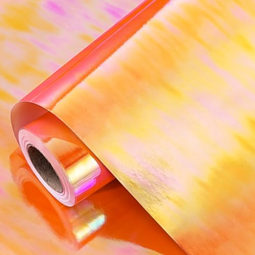 LeZakaa Orange Geschenkpapierrolle – holografisches schillerndes Geschenkpapier für Geburtstag, Weihnachten, Urlaub – 43,2 cm x 32,8 Fuß (47,23 m²)