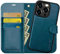 OCASE for iPhone 15 Pro Max Detachable Case, Magnetic Removable 2 in 1 Flip PU Leather Wallet Case with[Kickstand][RFID Blocking][Card Holder] Shockproof Phone Cover,Peacock Blue