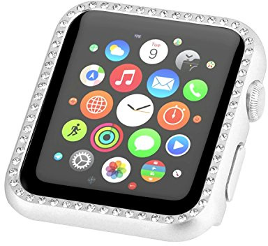 Metallo Custodia Compatibile con Apple Watch 38mm 42mm 40mm 44mm 41mm 45mm Bling, Cinturini in Acciaio con Custodie Protettiva di Alluminio Case Bumper Cover per iWatch Serie SE/1/2/3/4/5/6/7/8