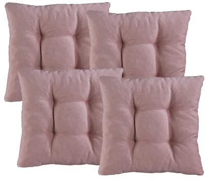 XDREAM Set di 4 cuscini per sedia, colore rosa antico, comodi cuscini per cucina, sala da pranzo e sedie da giardino, certificati Öko-Tex, prodotti secondo gli standard di qualità tedeschi, 38 x 38 x