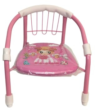 Sedia per Bambini Poltrona Sediolina Sedia in Metallo Seggiolina Bimbi Sediolina Poltroncina Imbottita con Seduta Sonora Sedie Bambini con Braccioli (Rosa)