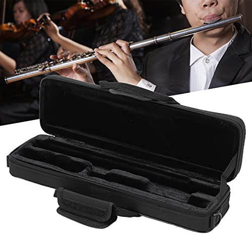 Flute Case Carry Bag,16 hole Flute Lightweight Case with Shoulder Strap Black Flute Case Cover for Transverse Flute Wear Resistant Flute Carrying Bag Accessories