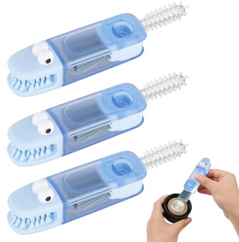 3pcs 4 in 1 Bottle Cleaning Brush Set, Multipurpose Cup Lid Gap Cleaner Brush Bottle Lid Crevice Cleaning Detail Brush Tools for Home Kitchen Water Bottle Tight Spaces (Blue)