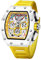 FORSINING Montre à quartz rectangulaire pour homme - Bracelet en silicone - Chronographe décontracté - Étanche - Pour homme, jaune, cordon