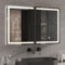 DICTAC Armoire Toilette Miroir avec éclairage LED et Prise 90x13.5x60cm Métal Armoire de Toilette avec Miroir Armoire Miroir Salle de Bain avec Etagere,3 Couleur Lumiere,Interrupteur Tactile Capteur